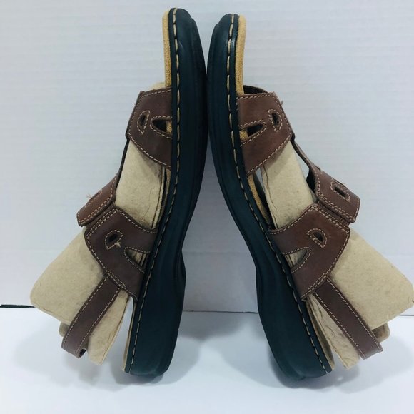 Clarks Clark's Sandals 11 Brown Open Toe Strappy Sling Back Cushioned Shoes - Picture 4 of 10